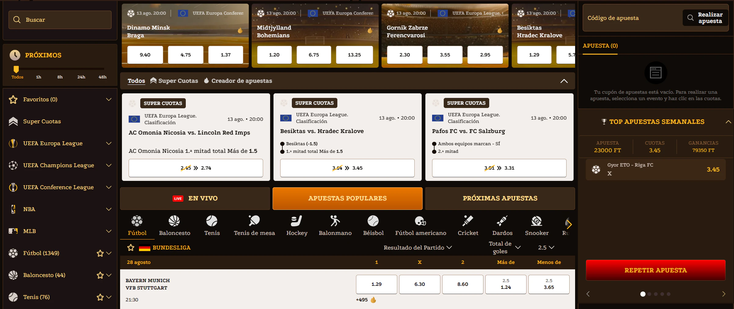 Apuestas deportivas y eSports en Lizaro